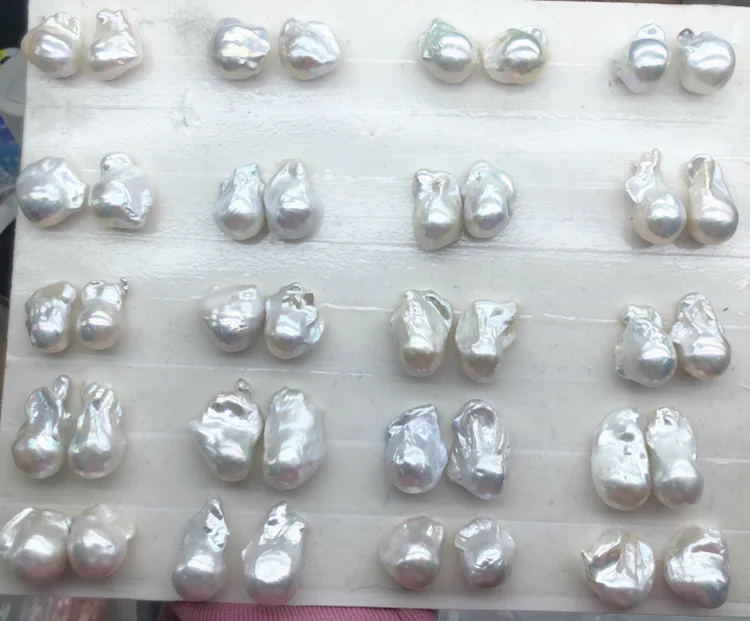 15-16x20-30MM nucleated nucleus nuclear fireball no hole half drilled large big size freshwater baroque natural real loose pearl