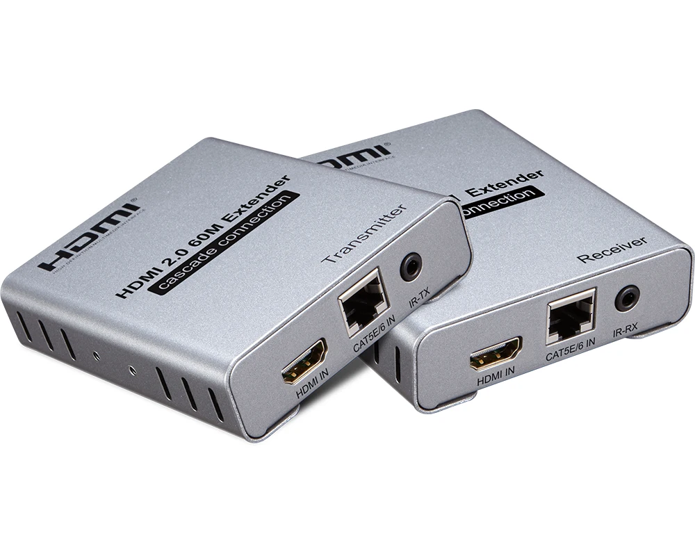 Прямая продажа с фабрики лучшая Hdmi 2,0 удлинитель 60 м 4k 60hz Hdr каскадное соединение точка-многоточечный более Cat6 кабель