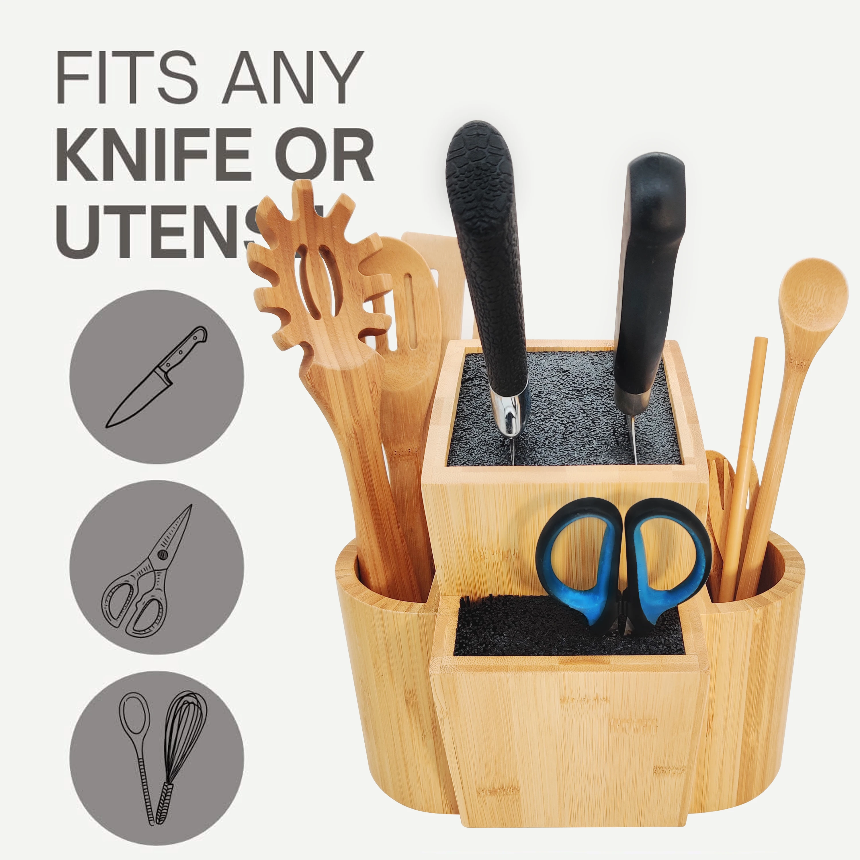 Kitchen Knife Organizer Wooden Magnetic Knife Set Block Stand with Metal Magnet Holder Bar-Shaped Wall Application