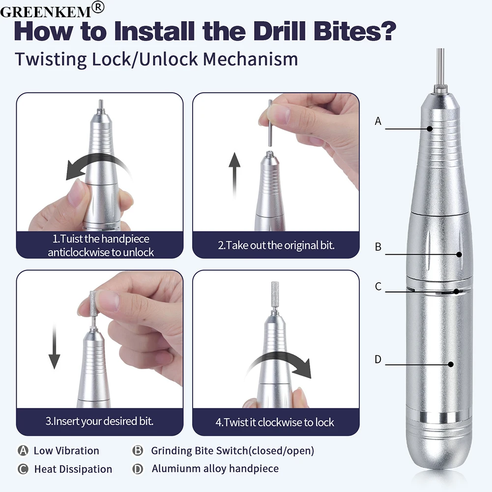 New professional cordless rechargeable portable electric nail drill 45000RPM machine tools Nail Drill Machine