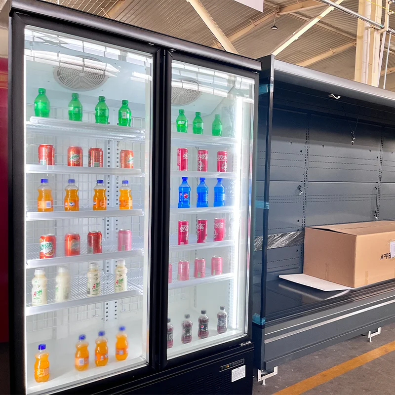 Refrigerator Glass Door Fridge Freezer Commercial Refrigeration Equipment Supermarket Display