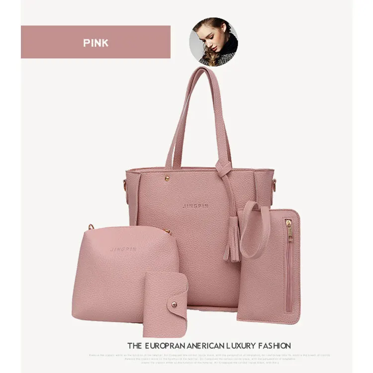 2021 New Fashion Composite Bags 5 Colors Tassel Matching Women Handbag Ladies Purse Set