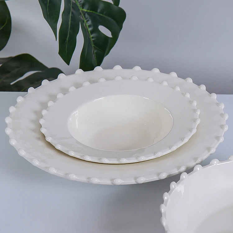 Factory Manufacturer Directly Wholesale Ceramic Noddle Ramen Plate Porcelain Pasta Plate
