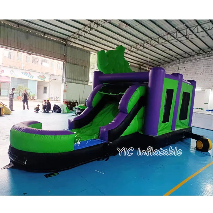 Outdoor Commercial Inflatable Green Giant Theme Bounce House Superhero Cartoon Combo Bouncy Castle With Slide For Garden Party