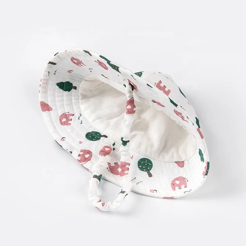 Удобная хлопковая трикотажная детская Панама со съемным ремешком и принтом от солнца