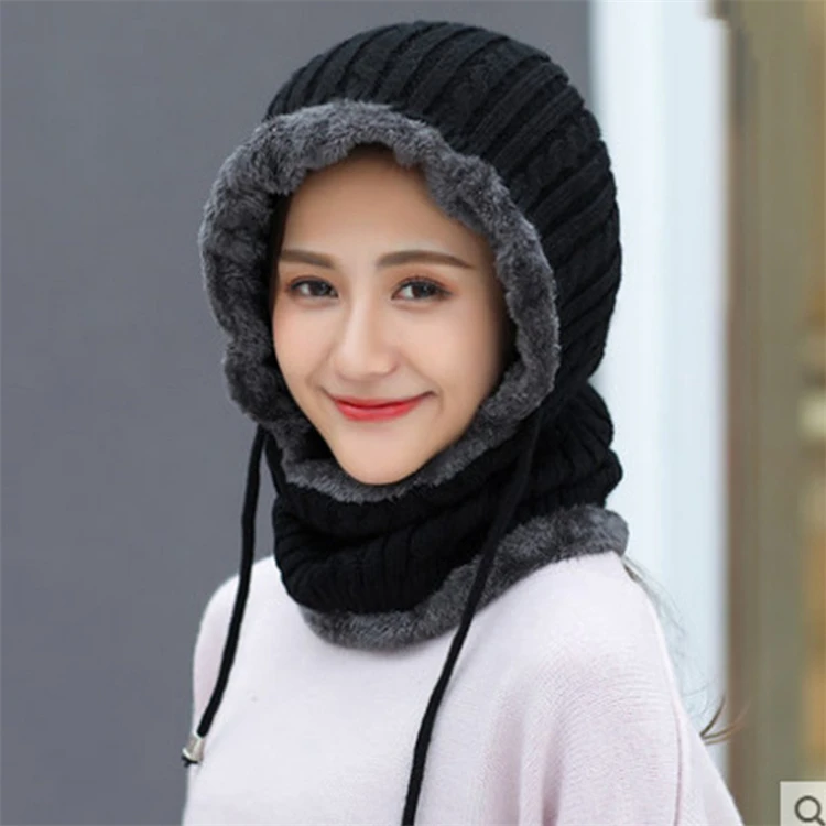 Hat Scarf Set,Custom luxury warm wool knitted beanie blanks Winter cashmere bennie caps beanie hats with custom logo