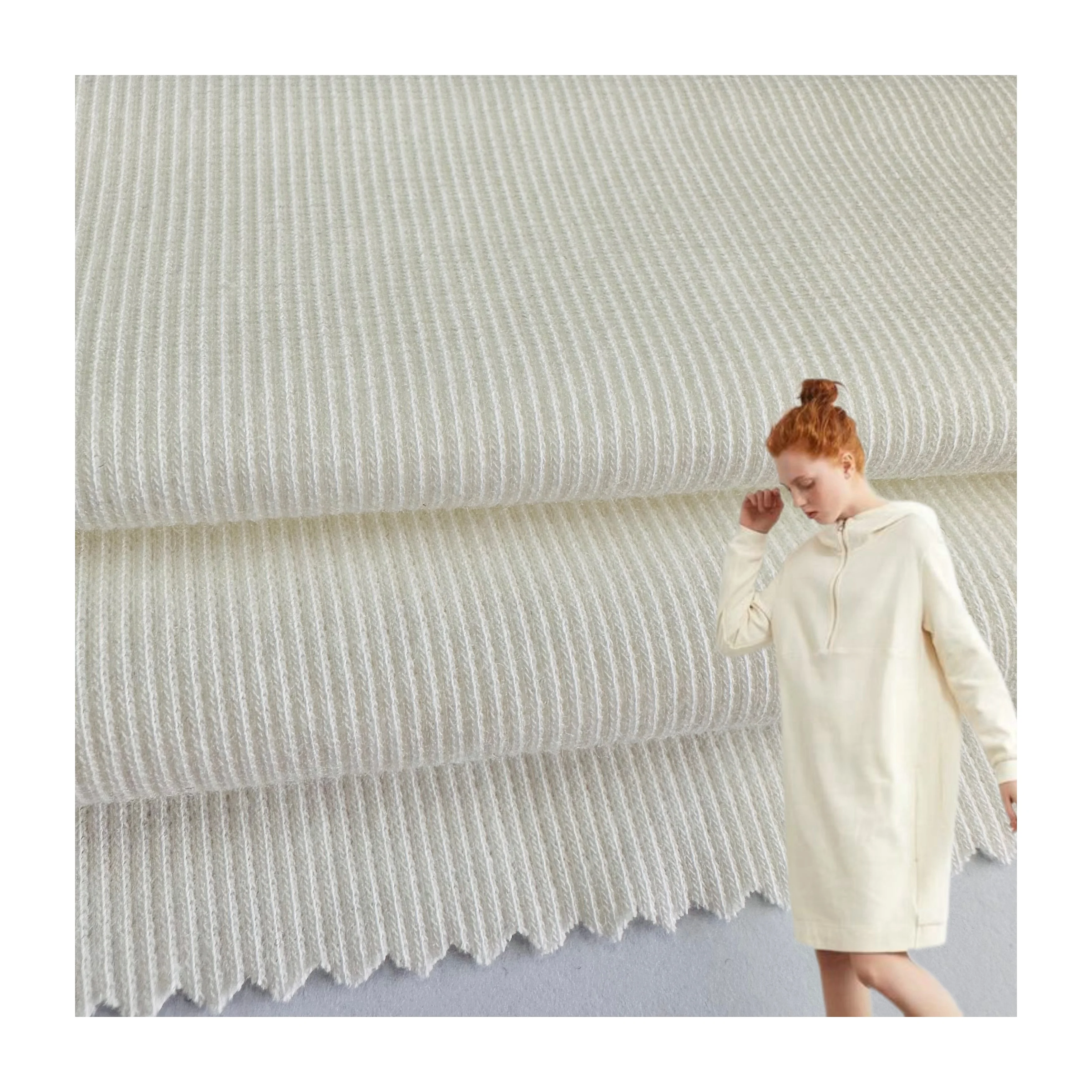 250gsm spandex cotton viscose ribbed fabric CR rayon cotton knit stretch 2x2 rib fabric for winter garment and dress
