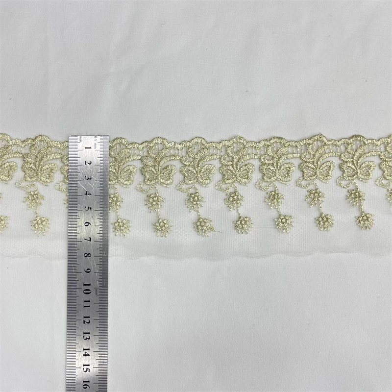 ZSY clothing accessories Gold metallic border lace trim golden yellow embroidery lace trim Gold Lace Trim