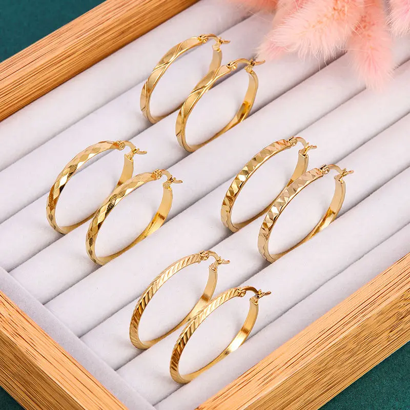 HOVANCI New Trendy Gold Silver Punk Oversized Big Circle Chunky Hoop Dangle Statement Earrings For Woman