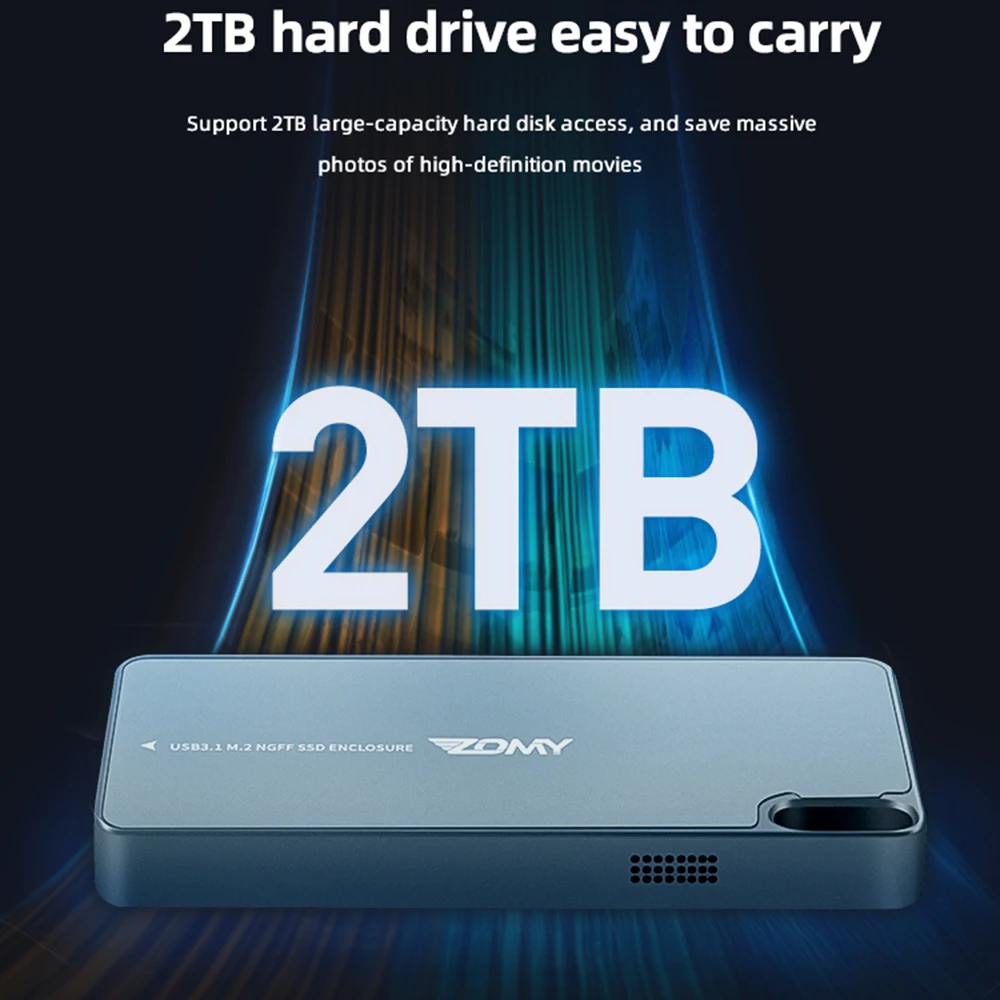 Zomy Portable Ssd 1tb M.2 NGFF SSD To USB 3.1 Type-C Gen2 SATA Adapter Solid State Dirves 10Gbps External Enclosure Hd Externo