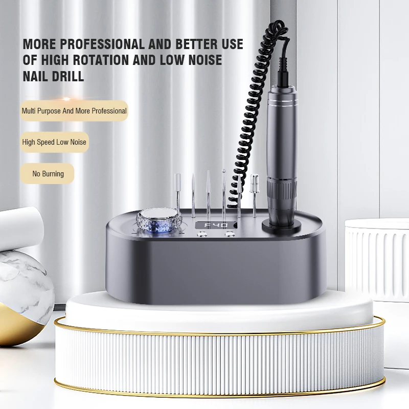 Hot Selling Rechargeable 40000RPM Strong Electric Nail Polishing Machine Professional Nail Drill Machine