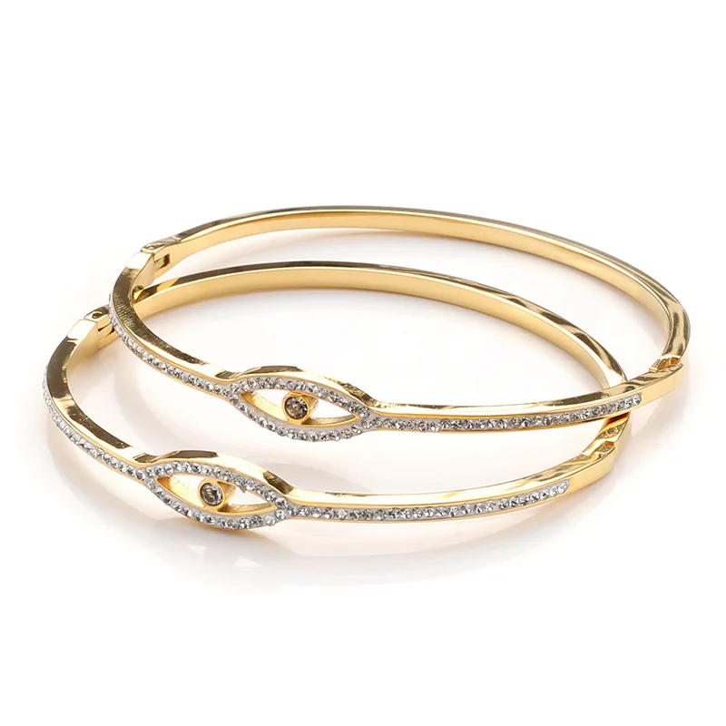 Нержавеющая сталь 18k позолоченный бриллиантовый Кристалл Кубический цирконий дьявол браслеты