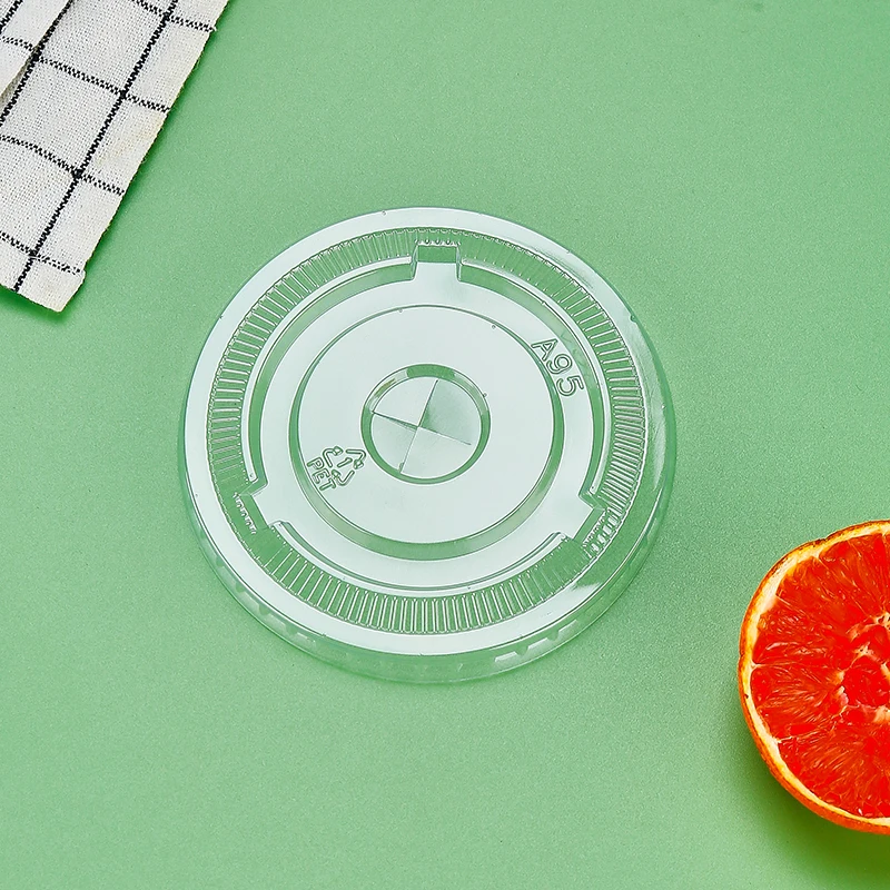 95mm New Arrival Recyclable PET Plastic Ice Coffee Cup For Fruit 16oz RPET Plastic Drink Cup With Lid