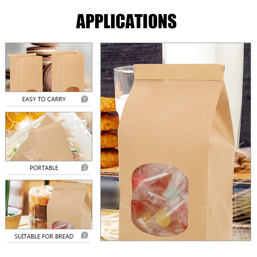 Eco Friendly Food Grade Popcorn Packaging Kraft Paper Bread Packaging Bag With