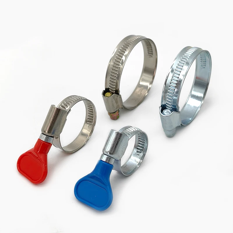 Non Perforated Worm Drive Easy Twist Turn Key Butterfly Handle Plastic Handle Thumb Screw Hose Clamp Hose Clip
