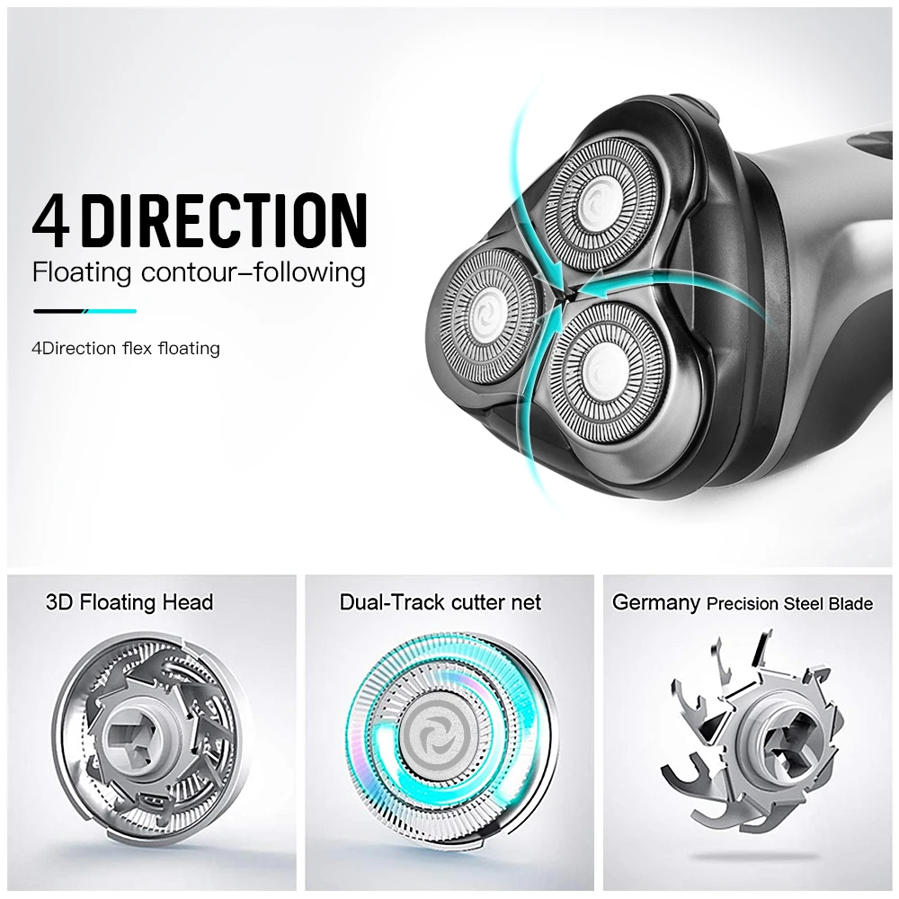 maquina afeitadora  lcd cordless  safety rechargeable IPX6  lithium electric  wireless  portable waterproof  mens rotary  shaver