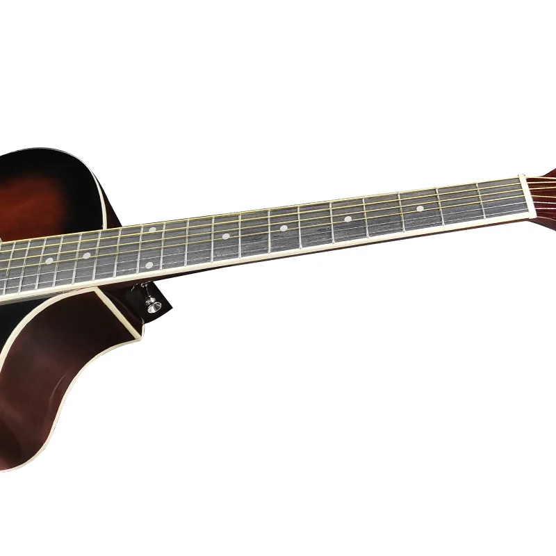 Aiersi factory price high quality all linden wood cutaway gloss finish folk guitar for sale -SG027J