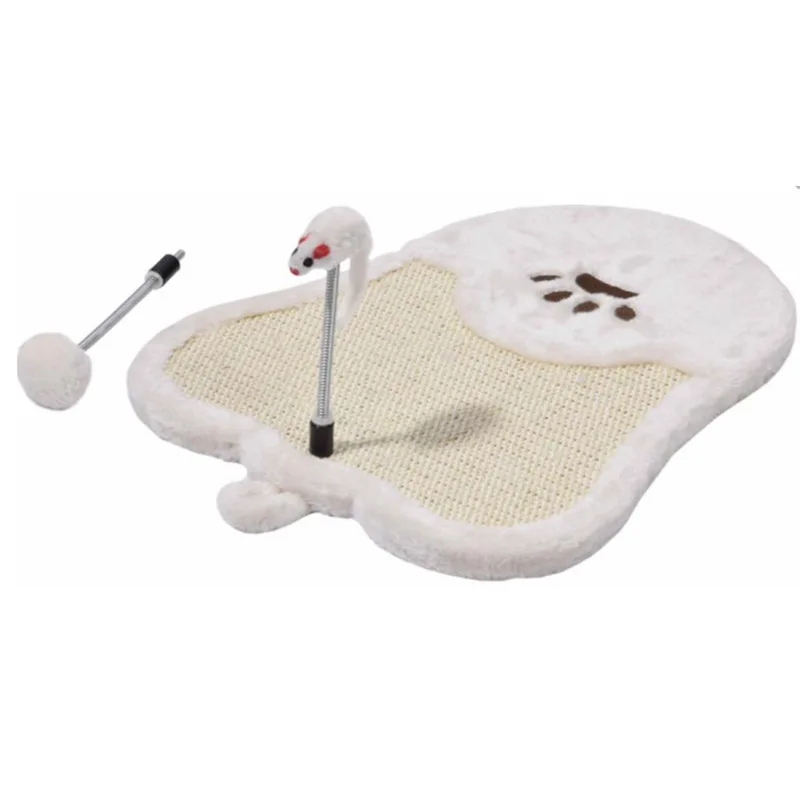 Cute Cat Scratching Mat Wall Mounted Natural Sisal Cat Scratch Pad Cartoon Design Durable Furniture Protector for Indoor Cats