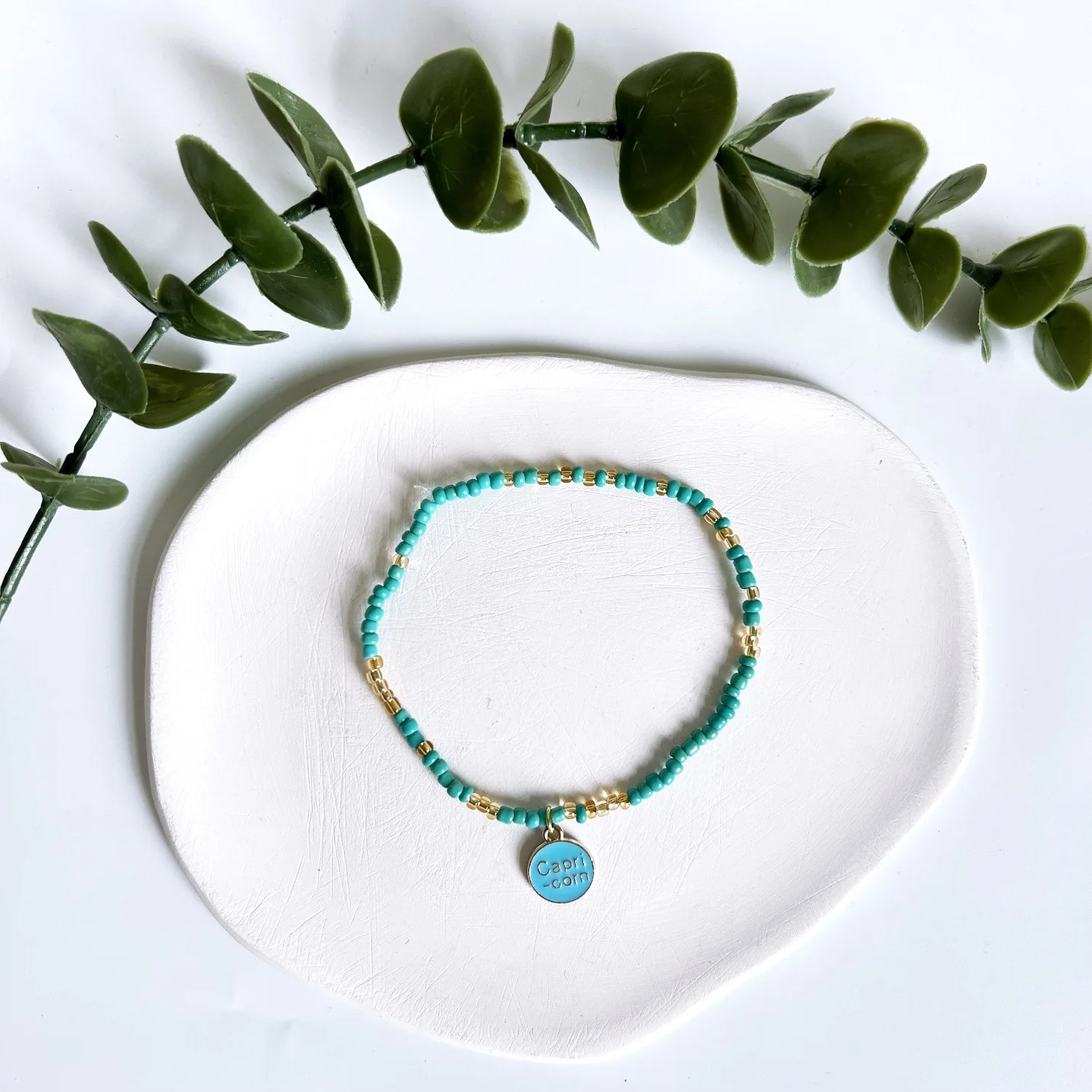 Summer Beach Bohemian Style Turquoise Seed Bead Enamel 12 Zodiac Charm Bracelet for Men Women
