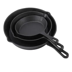 Vegetable Oil Coating Cast Iron Frying Pan 6inch Cast Iron Skillet 3 Pcs Pre-Seasoned Cast Iron Grill Skillet Fry Pan Set