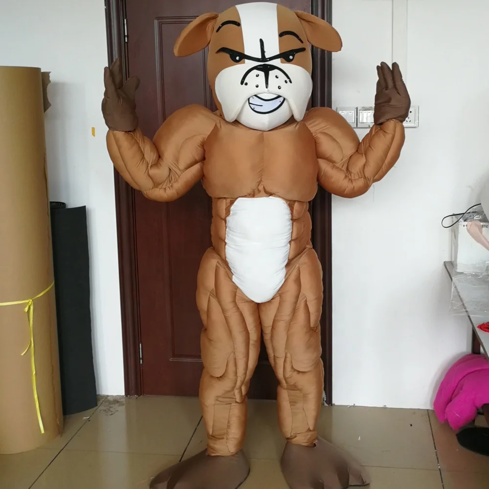 Unique adult character Beijing muscle dog mascot costume brown dog costume for sale
