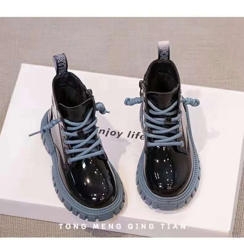 New winter PU leather waterproof Martin boots children snow boots women boys rubber fashion sports Martin boots