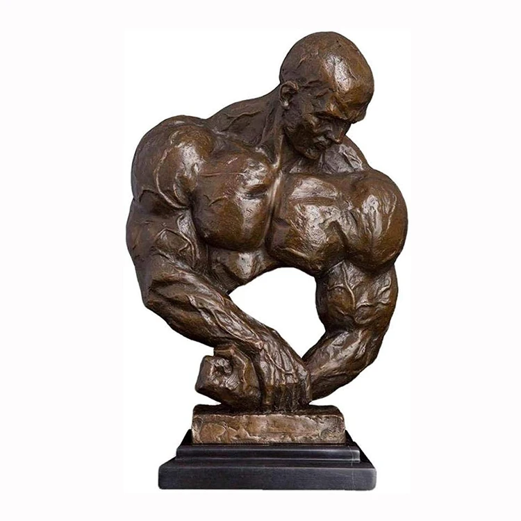 Home decoration metal figure sculpture life size handmade bronze bodybuilder statue for sale