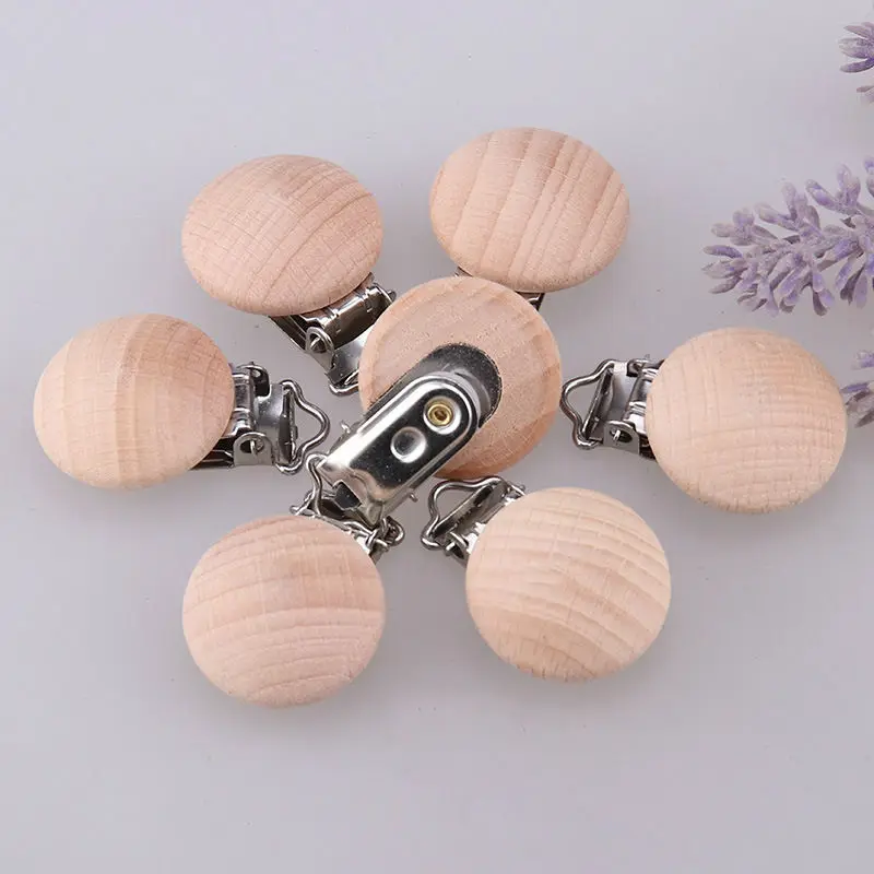 25mm Garment Custom Wooden Pacifier Wood Garter Belt 25mm Metal Suspender Clips