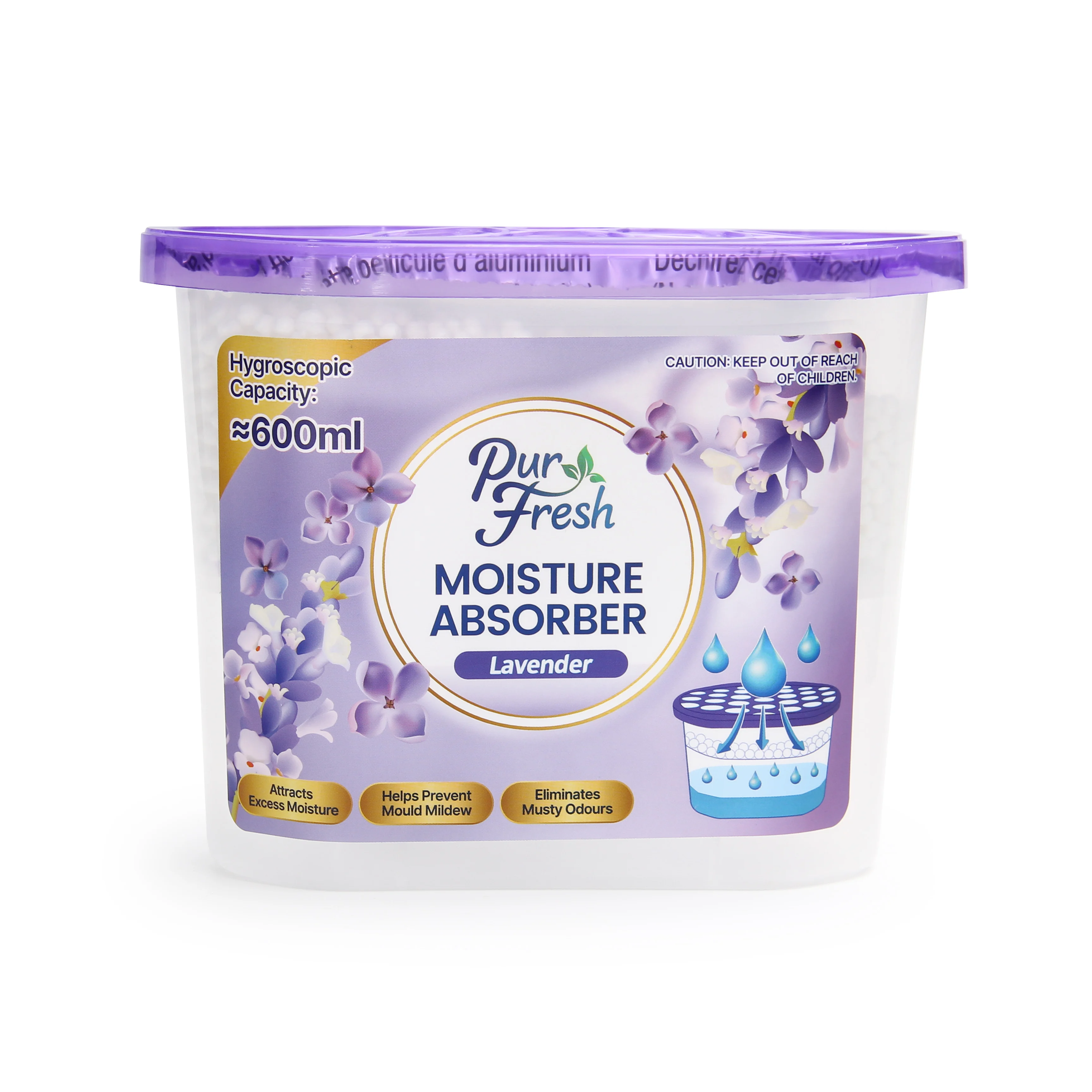 Household Dry Box 600ml Lavender Dreamscape Cheap Calcium Chloride Chemical Desiccant Moisture Absorber Dehumidifier