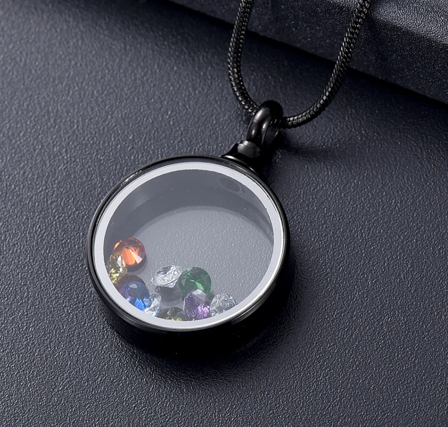 Cremation Jewelry For Ashes Glass Inside Colorful Birthstone Memorial Pendant Necklace Best Keepsake Gift Jewellery For Women