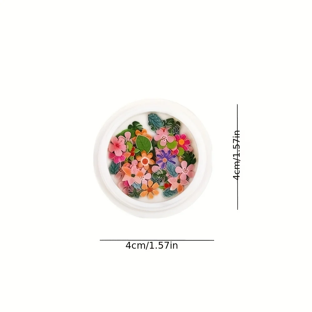 50Pcs 3D Holographic Flower Leaf Nail Stickers Acrylic Sequin Paillettes Sparkle Glitter Nail Art Decoration Simulation Flower