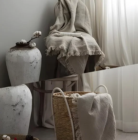 LYCloudland Organic Luxury Cotton Bamboo Waffle Weave Checker Bed Blanket Cotton  for home and office