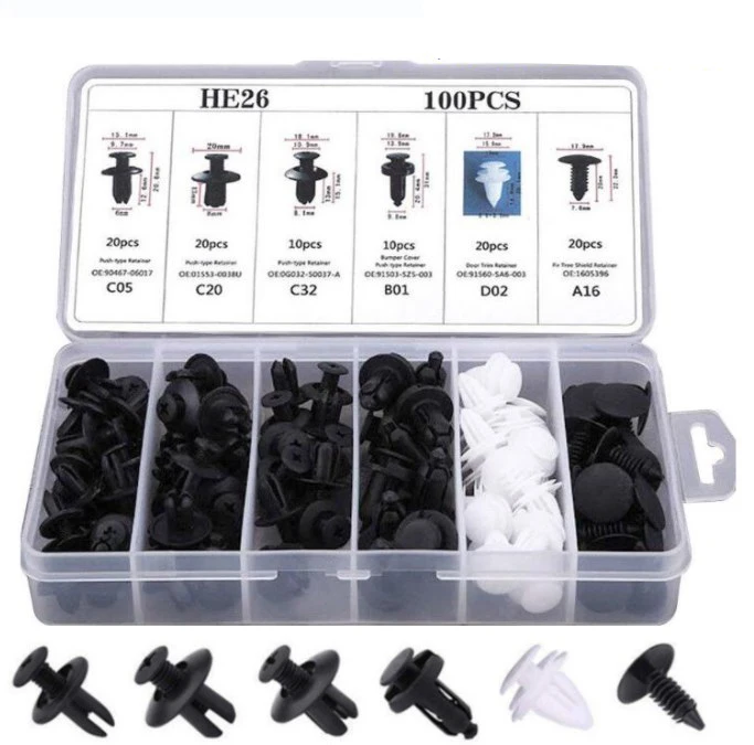100pcs box snap car general snap set combination car nylon snap bumper buckle