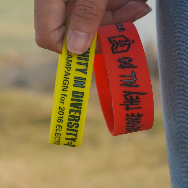 Silicone Rubber Wristband Customized Logo Plain Printed QR Code Silicone Wristband Bracelets