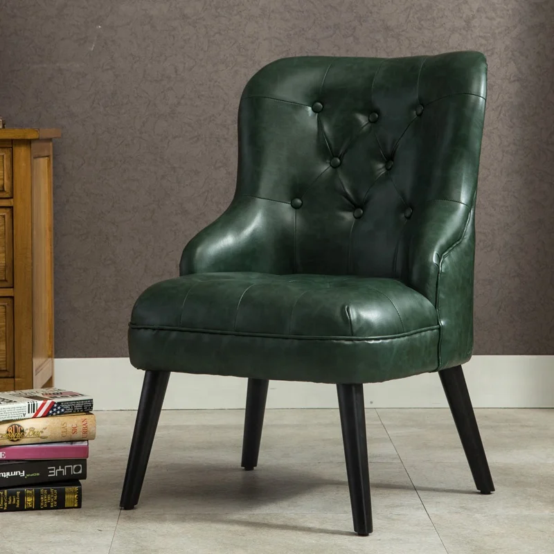 Современный американский Стиль искусственная кожа Стеганный Акцент стул мебель минималистичный деревянный подлокотник стул