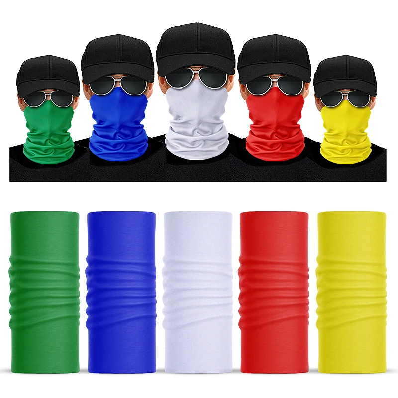 2021 Directly Factory Wholesale Price Ice Silk  Fabric Tubular Blank White Colorful Seamless Neck Bandana for Custom Design