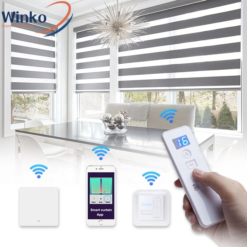 Alexa / Google Homekit перезаряжаемые умные моторные жалюзи Zebra с голосовым управлением