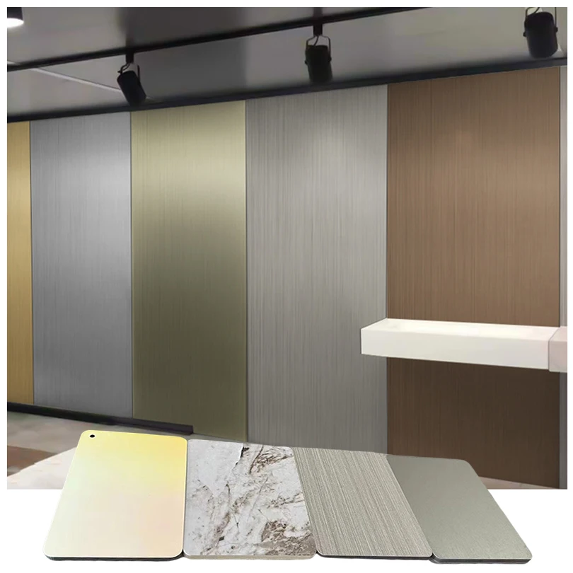 bamboo charcoal Metallic Indoor wall decor Wall Cladding High Quality interior mirror wall panel marble wood veneer board