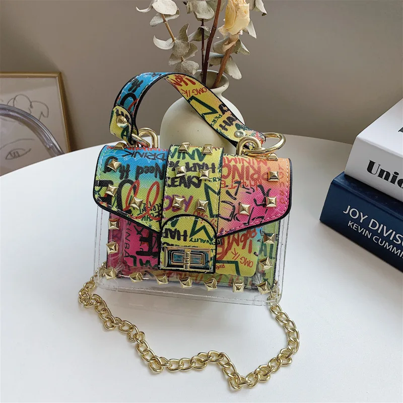 
Latest Popular Graffiti Printing Son-mother Bag Ladies Shopping Purse Messenger Bag Set Fashion Chain Shoulder Strap Handbag Set 