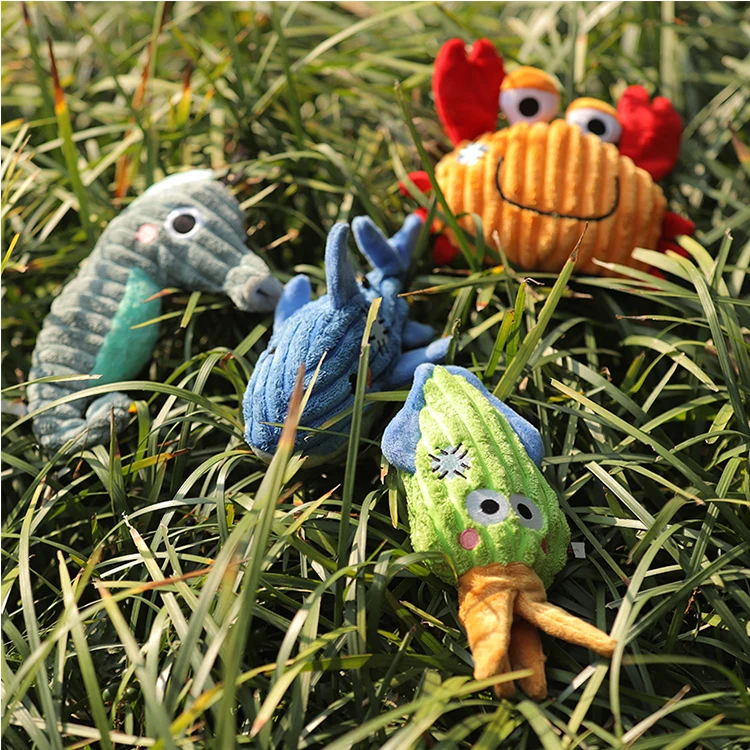 Лидер продаж, милая игрушка-краб для собак на заказ, плюшевая мягкая игрушка-жевательная игрушка для собак