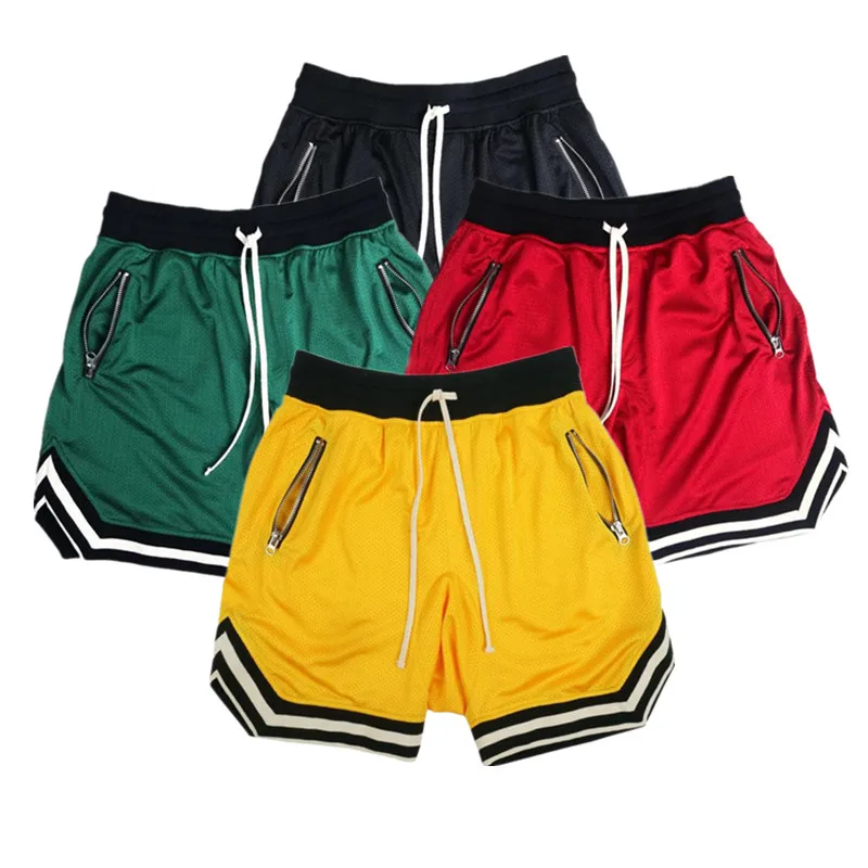 Casual Fashion Mesh Shorts High Street Hip-Hop  Embroidered Streetwear Loose Basketball Shorts