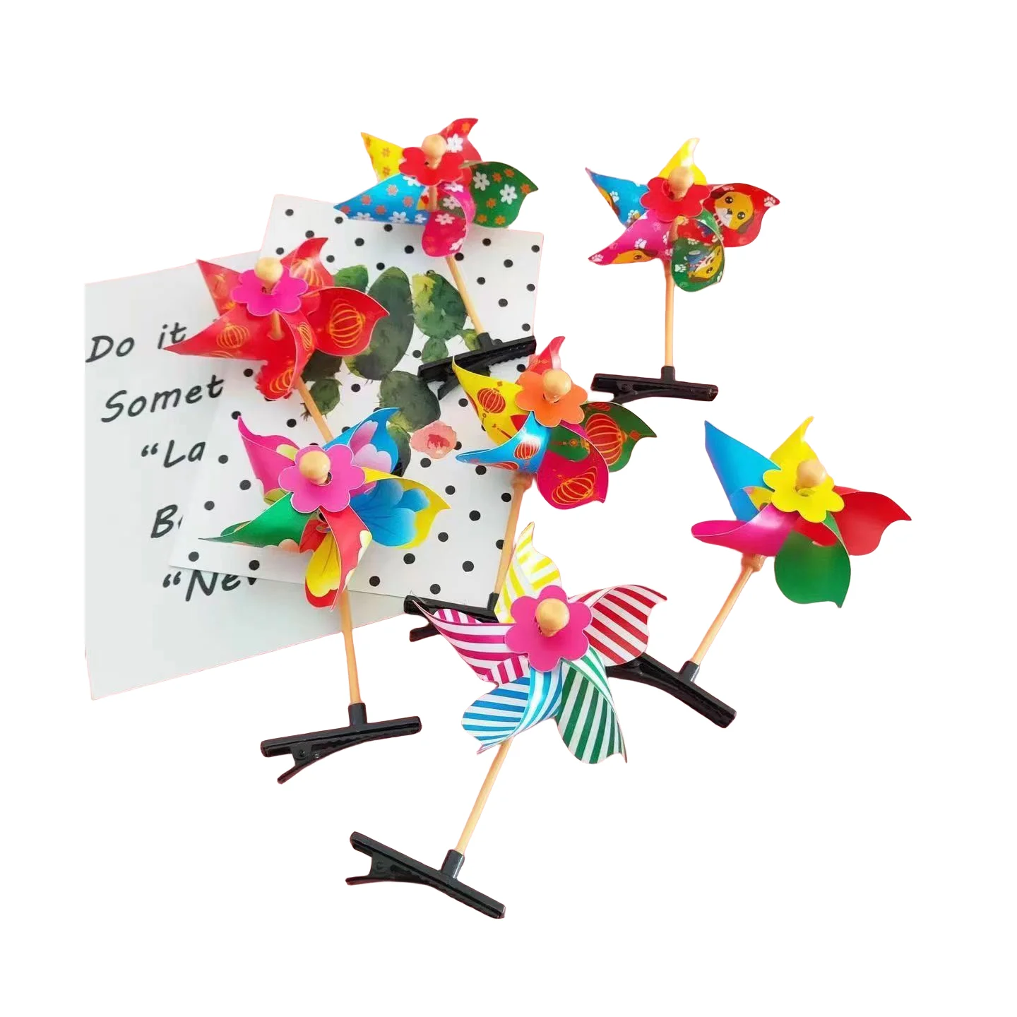DIY Small Windmills Hairpin Plastic Material Hair Clip Easter Decorative For Holiday