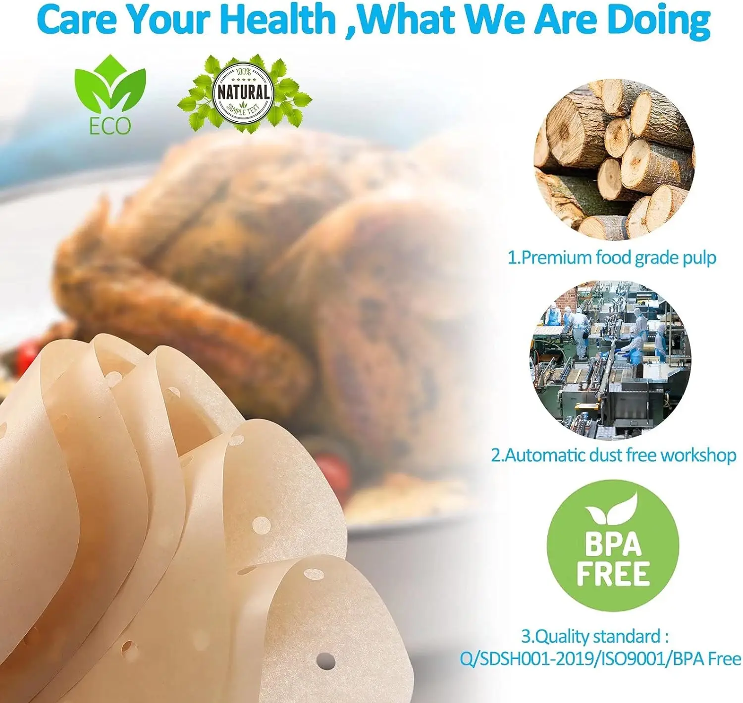 Rounds Fryer Liners Disposable For Cooking 50pcs Round Sheet Airfryer Liner Waterproof Parchment Air Tray Food Baking Paper