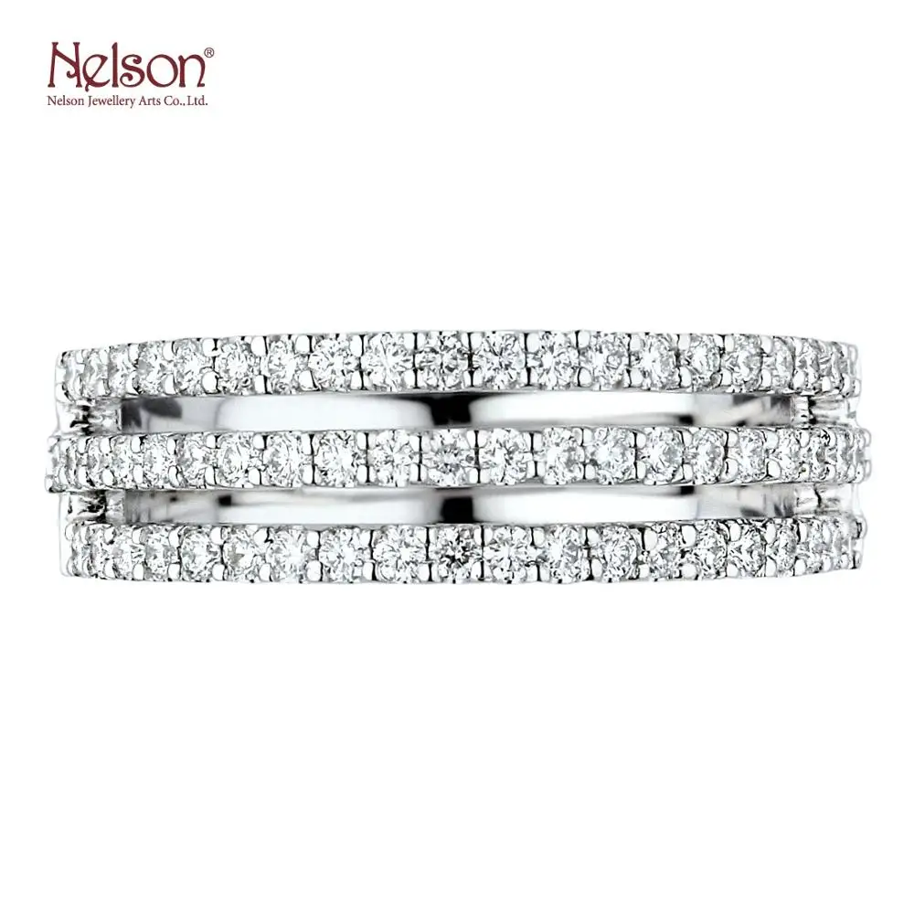 Zero risk Wholesale price no MOQ Custom logo Award Winning Factory Hot Sales Shining 18K White Gold Diamond Cluster Ring