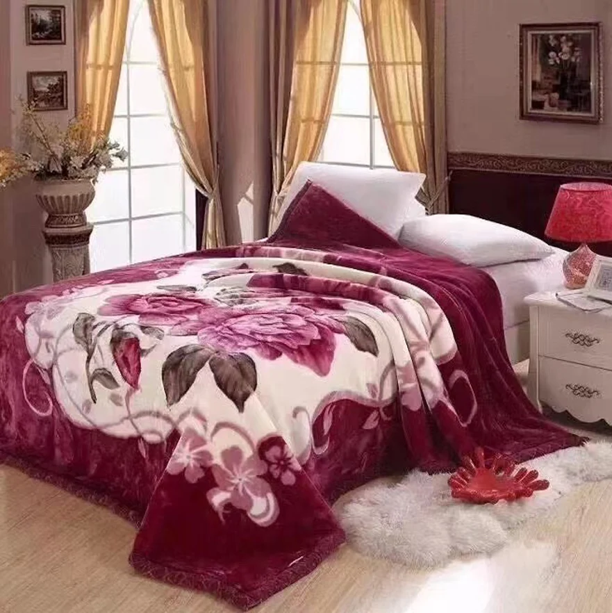 Wholesale Luxury Mink Korean Raschel  Polyester Super Soft Other throw Bed Blanket For Winter winter
