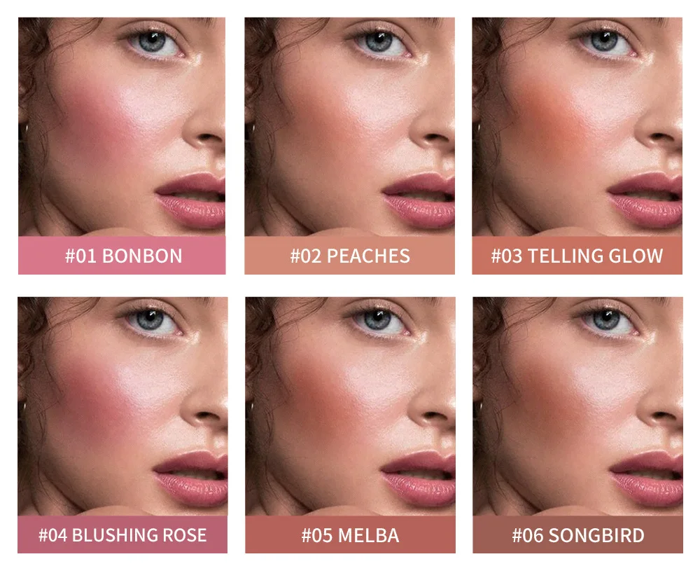 High Pigment 6 Colors Matte Face Blush Palette Long Lasting Private Label Blusher Cream Vegan Cosmetics