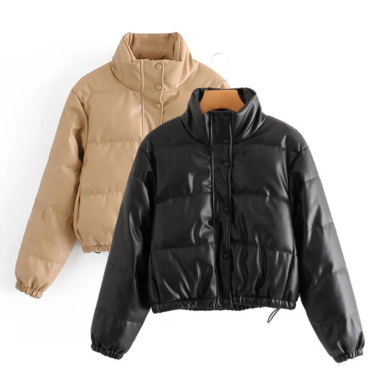 
Winter Patent Leather Bubble Jacket Women Plus Size Red Zipper Waterproof Latex Puffer Jacket Woman 2020 