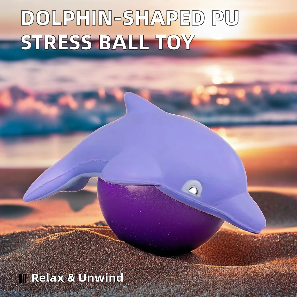 Unisex Custom Designed Dolphin Pattern Anti-Stress Soft Foam Squeeze Toy Pattern PU Stress Ball Promotional Style Made Plastic