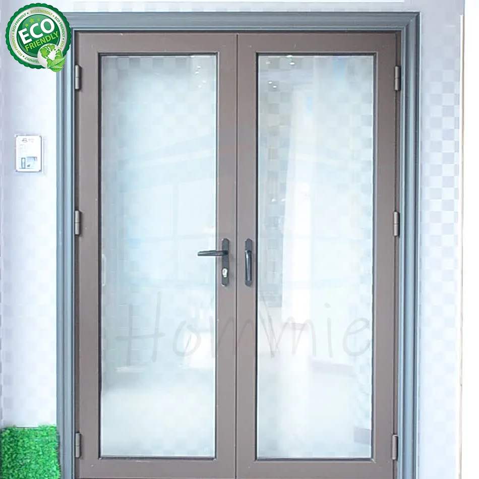 China Manufacturer House Hurricane Approved Tempered Glass Aluminum Profile Frosted Glass Aluminum Swing Doors Casement -