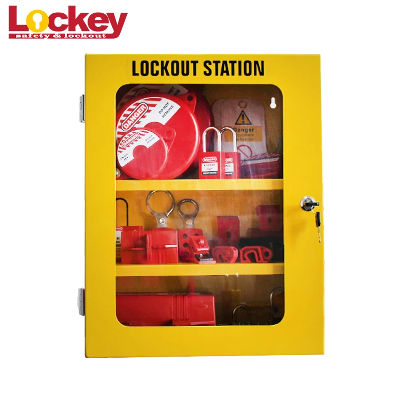 Wall Mounted Hardened Yellow Steel Safety Group Combination Management Lockout Tagout Station